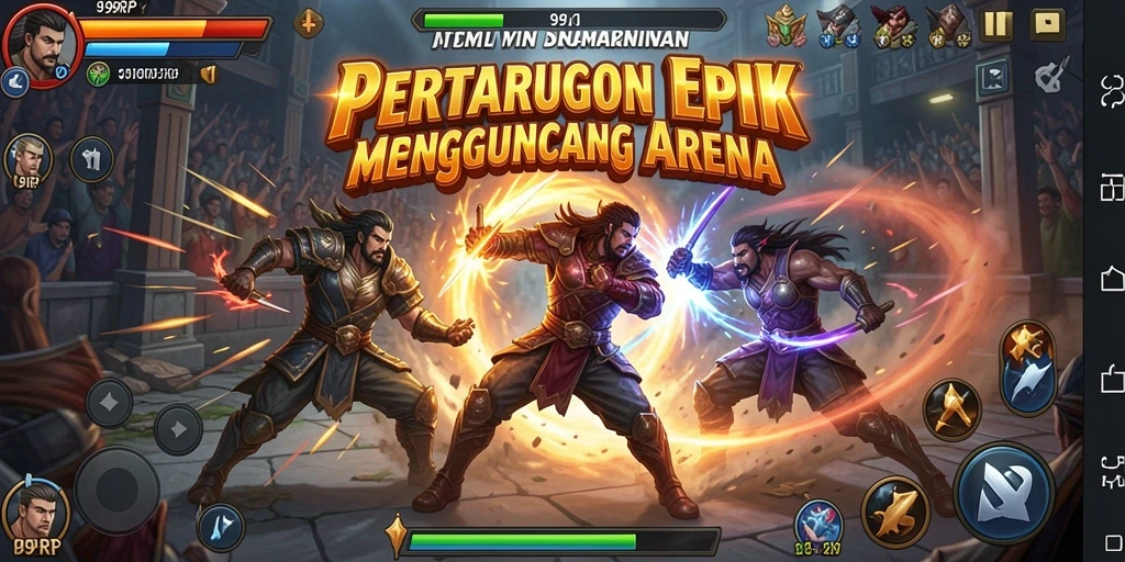 Tangkapan layar dari gameplay seru 99RP di arena pertarungan.