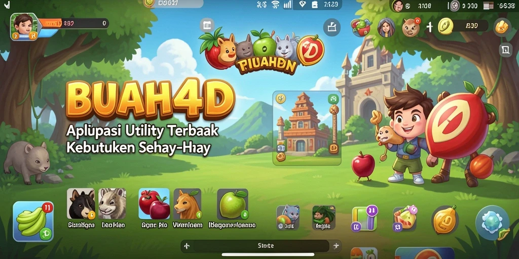 Tampilan utama aplikasi BUAH4D dengan fitur-fitur Utility yang menarik.