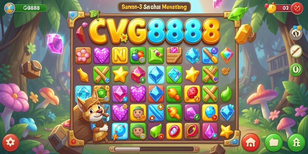 Screenshot gameplay CVG8888 dengan tantangan Match-3 yang seru.
