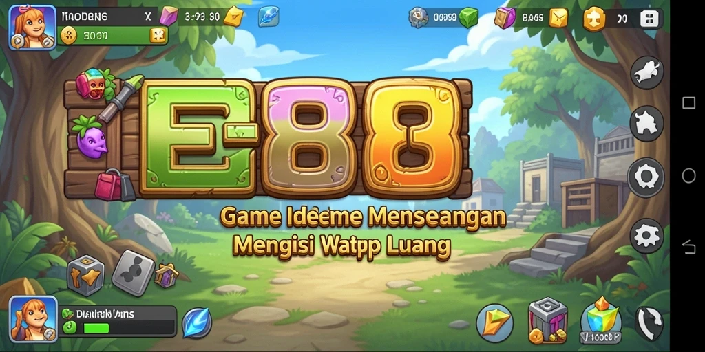 Tampilan gameplay E88 yang menawan dengan karakter lucu.
