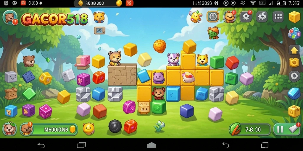 Tampilan gameplay puzzle yang menyenangkan dan menantang di GACOR518.