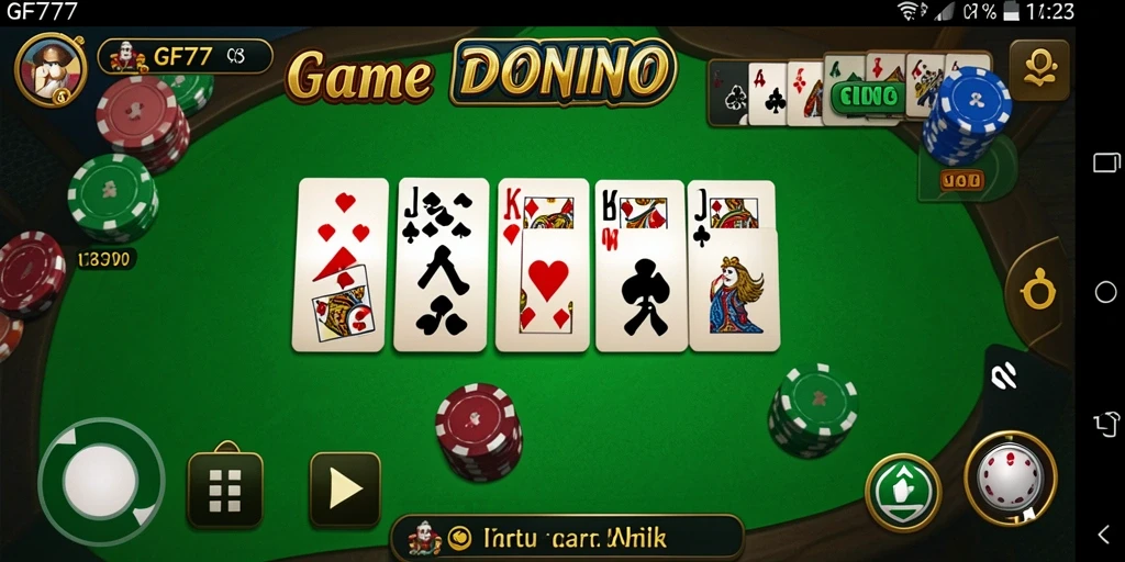 Screenshot gameplay GF777 menampilkan suasana seru permainan Domino.