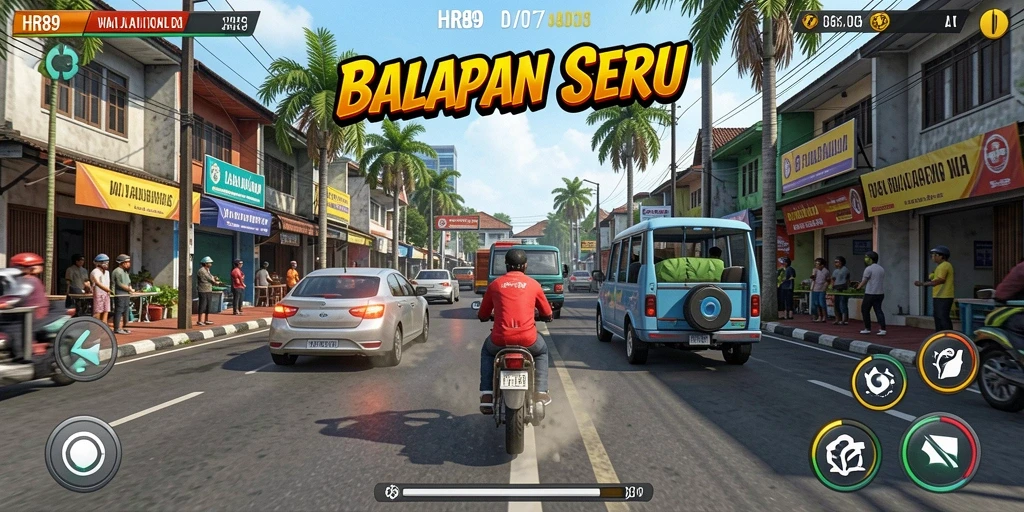 Gameplay balapan seru dengan mobil kece dan trek menantang.