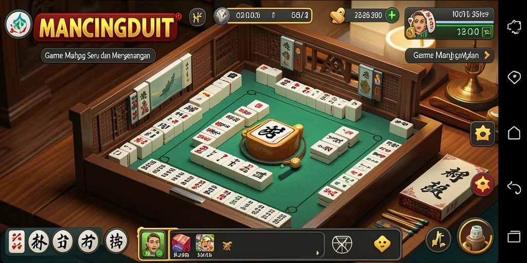 Screenshot MANCINGDUIT menampilkan gameplay Mahjong yang menarik.