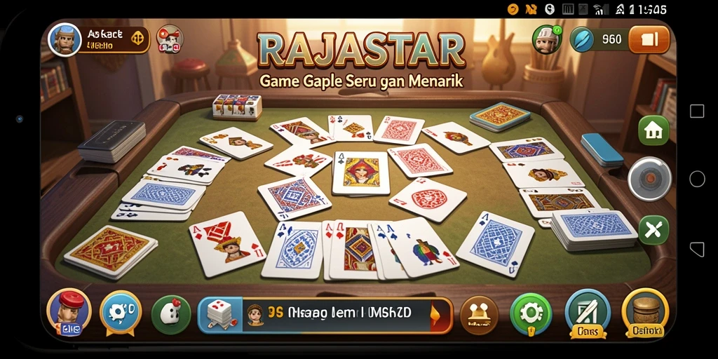 Screenshot gameplay RAJASTAR menampilkan suasana kompetitif dan seru saat bermain Gaple.