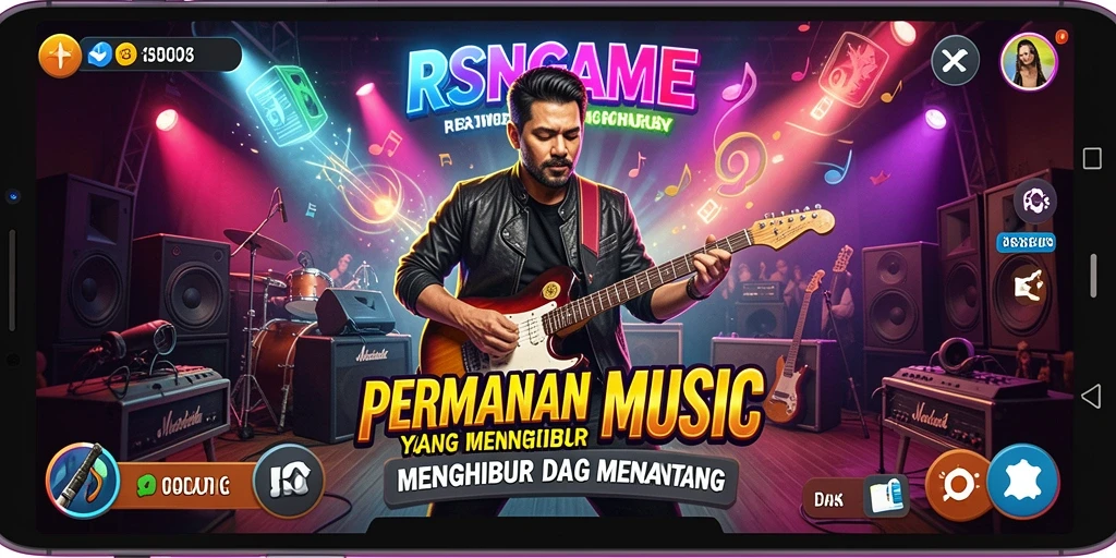 Screenshot gameplay RSNGAME yang menunjukkan interaksi pengguna dengan musik.