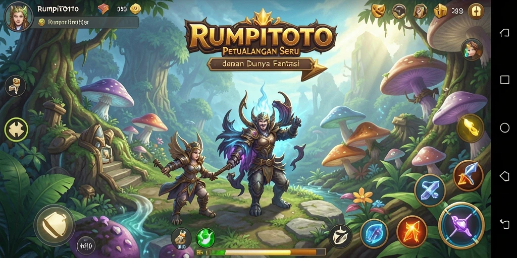 Screenshot gameplay RUMPITOTO menampilkan karakter menjelajahi hutan misterius.