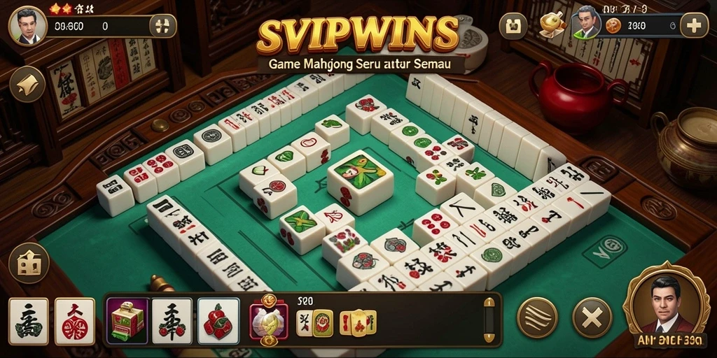 Screenshot gameplay SVIPWINS menampilkan keseruan permainan Mahjong yang mendebarkan.